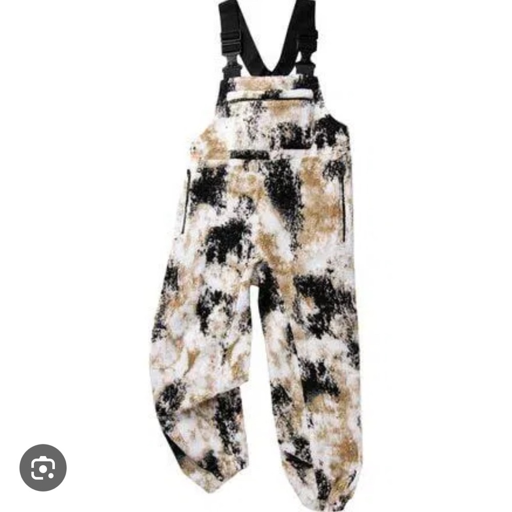 Stoic mid pile fleece overalls | black, white, & tan | XS